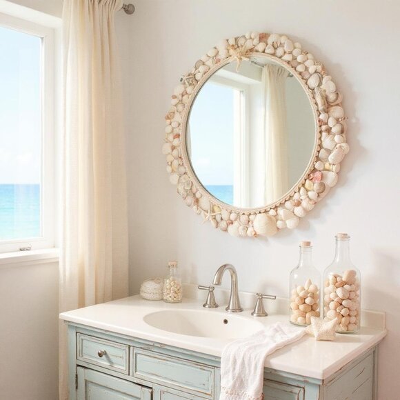 Custom Handmade Seashell Accent Mirror - Picture 4 of 6